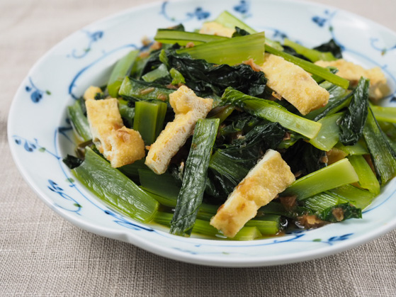 小松菜と油揚げの煮びたし 奥薗壽子のなべかまぺえじ